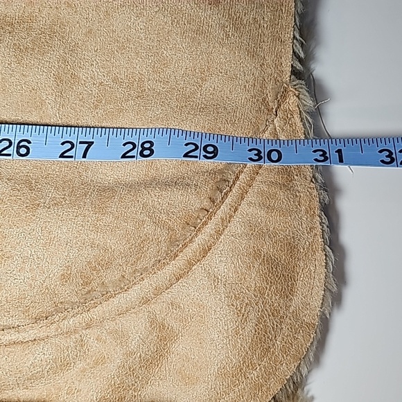 Morricci Coat Jacket Penny Lane Lined Faux Suede Faux Fur Collar Pockets Tan L - Picture 10 of 12